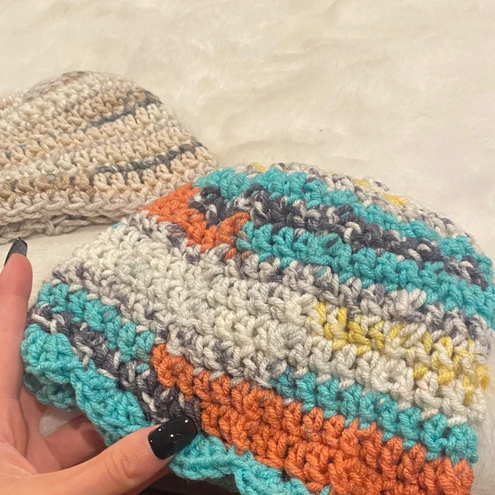 Handmade Colorful Crochet Beanie Set